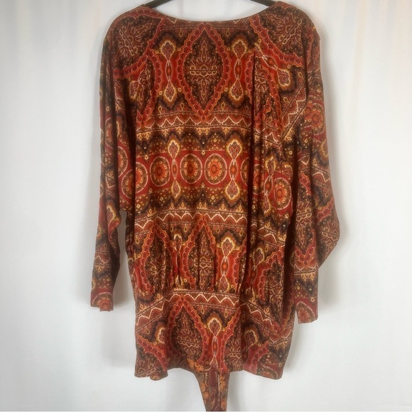 Vintage Carole Little NeoClassical Art-to-Wear Blouse Boho Paisley Tie-Front 10 - Picture 9 of 13